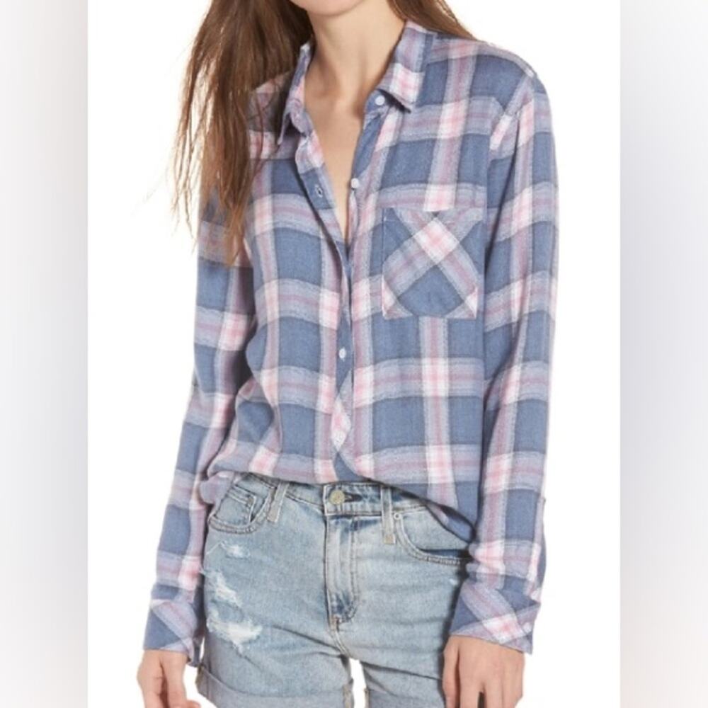 Rails Hunter Plaid Button Down Long Sleeve in Indigo Berry - Size Small